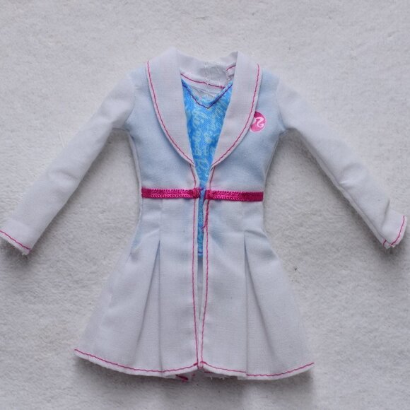 Mattel | Toys | Vintage Barbie Doll White Lab Coat Pink Trim Stitching ...